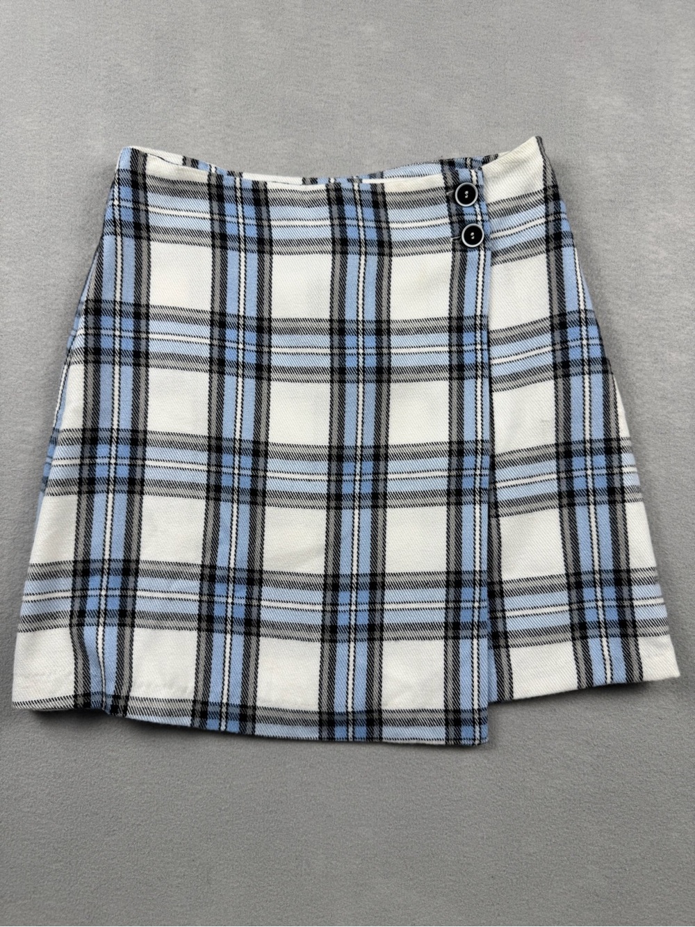 Francesca's Blue Rain Skirt Women Small Side Zip Plaid Preppy Y2K Schoolgirl NWT